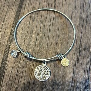 Silver Family Tree Dangle Bracelet